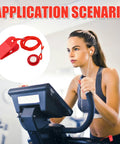 Woman using treadmill with Universal Treadmill Safety Key Replacement With Emergency Stop Magnet in home gym setting.