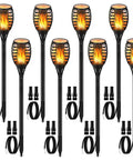 Low Voltage Tiki Torch Lights With Flickering Flame Effect 12V Outdoor Pathway And Landscape Lighting Waterproof Yard Decor Safe Smoke Free Real Flame Alternative Durable Weatherproof For Patio Garden Backyard Christmas Plug And Play Connector 8 Pack