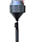 No Nonsense Heavy Duty Industrial Toilet Plunger Featuring Wide Rubber Suction Cup And Tough Aluminum Grip For Powerfully Clearing Bathroom Drains Black Commercial Restroom Essential held by hand.