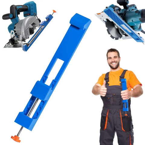 Pro Grade Circular Saw Milling Clamp And Base Guide For 4 To 6 Inch Cutting shown with carpenter holding tool