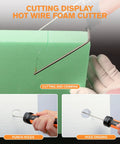 Rongter Hot Wire Foam Cutter Kit For Styrofoam Modeling With Storage Case demonstrating precise cutting into green foam.