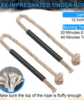 Waxed tinder cords from 5 Inch Flint And Steel Fire Starter Kit with paracord for camping and hiking, outdoor survival and emergency prep.