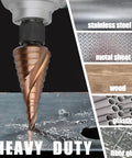 Kickass One Set Of M35 Cobalt Step Drill Bits For Cutting Metal Perfect For Stainless Steel With Spiral Grooves And Hex Shank That Get The Job Done Fast No Mess, heavy-duty step bit drilling metal
