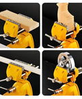 Badass Heavy Duty Cast Steel Bench Vise With Full 360 Swivel Ball Joint And Quick Grip Clamp Mount For Workbenches displaying wood and metal materials.