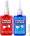 DecorRom Thread Locker kit: red 272 high-strength and blue 243 removable threadlockers with applicator tips.