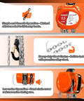 YATOINTO 0.5-ton orange manual chain hoist with steel chain and hook
