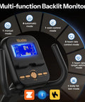 LCD monitor of Recumbent Exercise Bike For Home Gym With Magnetic Resistance, 32 Levels, showing various modes and settings.