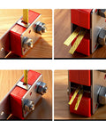 Pallet Strapping Tool With Thickened Ergonomic Handle And Easy Grip Belt Opener detailed view on edge cutting mechanism
