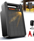 Portable Solar Powered Fence Energizer Delivers 0.20J Output And 8KV For Up To 10 Miles Of Fence Protection Perfect For Livestock Chickens And Gardens With A 10400mAh Rechargeable Battery And Auto Day Night