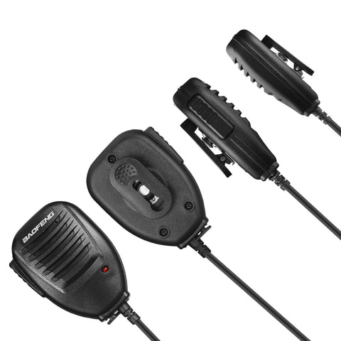Waterproof Two Way Radio Microphone for Ham Radios Handheld Shoulder Mic Compatible With UV9R Series showing front and side views