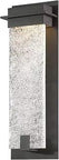 Spa 16 Inch LED Indoor Outdoor Wall Light In Bronze Finish, 3000K Warm Glow, Dope Weatherproof Wall Sconce With Hand Poured Art Glass Panel, ACLED Technology For Easy Install And Maximum Protection. Bronze weatherproof wall light with art glass.