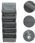 Straight Up Game Changer Over The Door Shoe Rack With Six Roomy Pockets To Keep Your Entryway Sleek features gray fabric and heavy duty steel hooks.