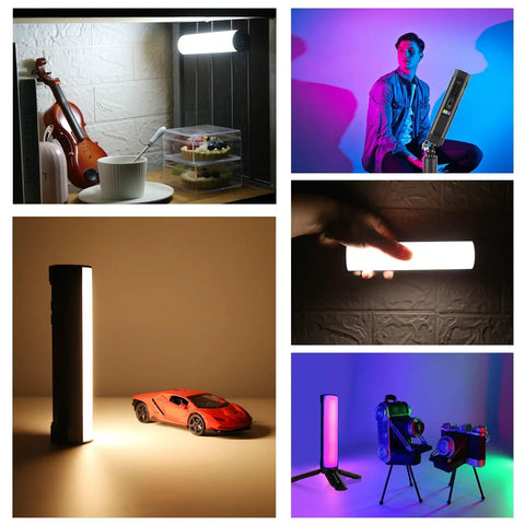 360 Degree Magnetic Handheld Light Wand With 2000mAh Battery, 2500-9000K Dimmable RGB Tube Light in various creative settings
