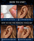 Step-by-step guide using Pro Piercing Taper Kit With Ball Grabber Tool Stainless Steel Flat Back Earring Applicator.