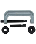 Heavy Duty Ball Joint Press Kit and Wheel Bearing Tool Set for Auto Suspension showing C-frame and adapters
