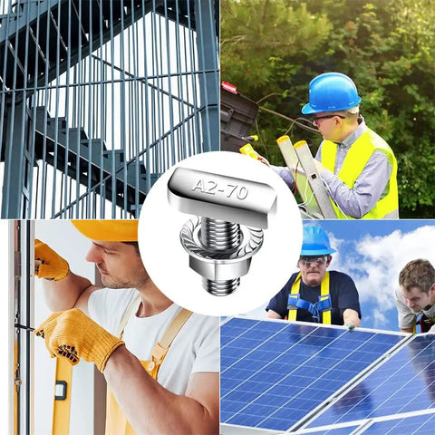 Right Tight T Slots Drop In Hammer Precision Bolts With Ten Pcs Hexagon Flange Nuts For Aluminum Framing And Cnc Rigs Build It Fast No Sweat A2 70 Steel shown in various construction applications.