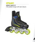 Dynamo Kids Adjustable Inline Skates For Hockey Fans With Four Size Growth Fit And Flip Toe Cap Black And Lime Youth Skate