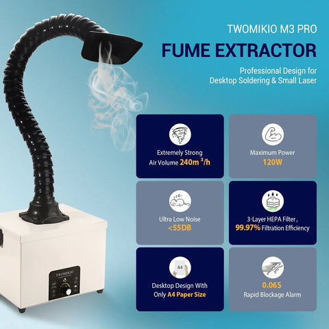 M3PRO Solder Fume Extractor Desktop Welding Fume Purifier With Powerful Brushless DC Motor for Home or Small Shop Use