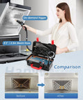 Heavy Duty High Pressure Steam Cleaner 1700W Portable Steamer in use on kitchen vent, showing before and after cleaning results.
