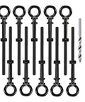 10 Pack Black Titanium Shoulder Eye Bolts One Quarter Inch By Four Inch Shank T316 Stainless Steel Heavy Duty Eyebolts With Nuts Washers And Drill Bit For Cable Railing Deck Marine Grade