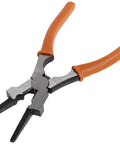 Heavy Duty Mig Welding Pliers With Spring Loaded Handle And Rugged Comfort Grips Built Like A Tank To Crush Rough Job Sites, gray and orange design.
