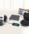 Hard Travel Case For Anker 25,000mAh 165W Power Bank And Prime 26,250mAh 140W USB C Laptop Charger Rugged Black Carry Case For A1695 And 26K Power Banks Case Only next to charging devices.