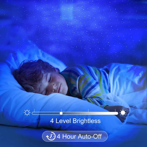 Child sleeping under Galaxy Light Projector With 3D Aurora, Dope Night Light For Kids Room, Remote Control, multifunction star effect.