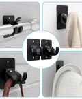 Stick On Curtain Rod Bracket Set 8 Pack No Drill Easy Mount Universal Plastic Holders for Curtain Rods in use on walls