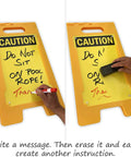 Blank Caution Folding Floor Sign 25 By 12 Inches Double Sided Dry Erase Plastic Sign With Built In Handle Write On Surface Grab And Go Portable Durable Great For Temporary Hazards And Safety Messages, yellow caution sign with handle