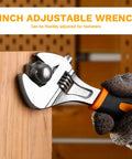 All In One 6 Piece Pliers Set With 10 Inch Water Pump Pliers 8 Inch Slip Joint Pliers 8 Inch Linesman Pliers 8 Inch Long Nose Pliers 6 Inch Diagonal Pliers And 8 Inch Adjustable Wrench Pro Grade For Home Repair Shop DIY Pros showing 8 inch adjustable wrench grip on bolt