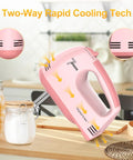 Hand Mixer Electric With Seven Speeds And Five Stainless Attachments Copper Motor Power Dishwasher Safe 304 Parts Light Pink
