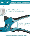 Heavy Duty Ratchet Pipe Cutter For PEX PVC And PPR Hoses Up To Two And A Half Inches With Aluminum Body And SK5 Blade Teflon Coated