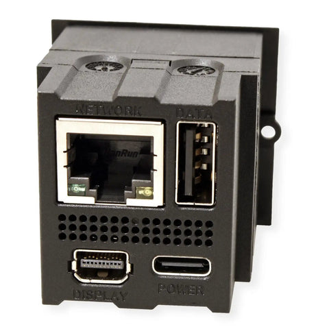 Close-up of sleek black USB C connectivity ports on the Sleek Black Portable Replikator Usb C Notebook All In One Laptop.