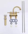 Gold Finish Bathroom Faucet With Dual Handles 360 Degree Rotating Stainless Steel Vanity Lavatory Sink Mixer lead free modern design