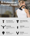 Woman using Upgraded 2 In 1 Massage Gun With Heat For Deep Tissue Back And Neck Relief Extension Handle, 6 interchangeable heads