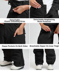Womens Baggy Ski Bibs And Snowboard Pants Waterproof Windproof Insulated Overalls with adjustable features and zippers.