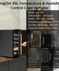 Beast 35L Temperature Humidity Control Cabinet with Spanish cedar shelves, shown open with hygrometer, ideal for cigars.
