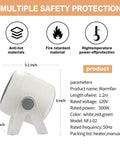 Compact Ceramic Heater With Fast 1000W Heating And Fan Modes, side view showing dimensions and safety features