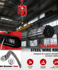 Nilight 3-In-1 Electric Hoist Winch lifting galvanized steel wire rope, 660 Lbs Portable Power Crane with 1500W motor.