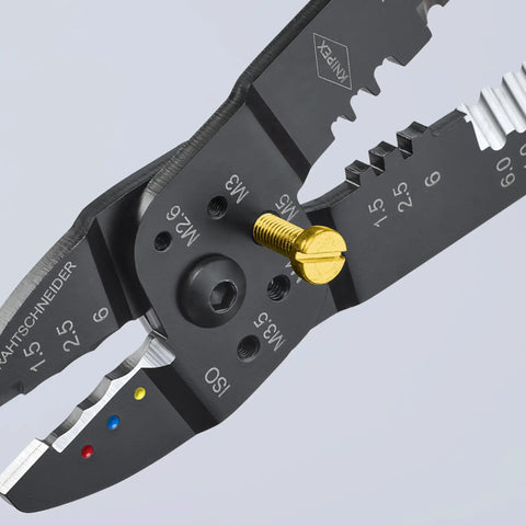 Close-up of Heavy Duty Crimping Pliers For Wire Stripping Cable Cutting And Terminal Crimping Insulated And Non Insulated Terminals