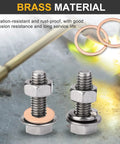 Rock Solid M26 Copper Flat Washers, 8 Piece Pack Featuring 32mm Outside Diameter And 2mm Thickness, Rust Proof Metal Sealing Gaskets under bolts.