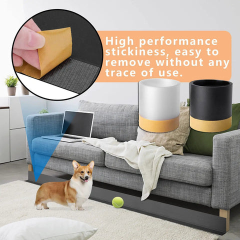 Under Couch Blocker Sofa Guard Sectional Connector Bumper That Stops Items From Sliding Under Furniture with easy removal shown