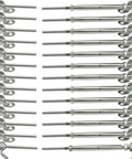 30 Pairs Steel Cable Railing Kit For One Eighth Inch Cable, Adjustable Angle Base With 180 Degree Freedom, Turnbuckle Expands From Seven To Ten Inches, Marine Grade T316 Stainless, Rugged All Weather Indoor Outdoor Use.
