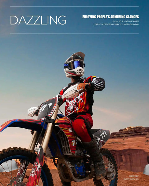 Badass Slick Dirt Bike Goggles For Motocross And Atv Riding With Anti Slip Silicone Strap on rider in bright motocross gear, off-road.