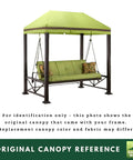 Green swing with original canopy, showcasing example for Beefed Up RipLock 350 Replacement Canopy Top For Sullivan Point Swing BH15-092-099-01 Beige.