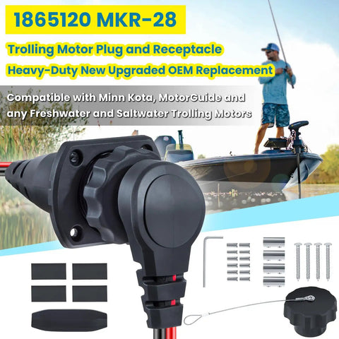 Beefed Up Heavy Duty Trolling Motor Plug And Receptacle With 60 Amp Circuit Breaker For Freshwater And Saltwater Marine Boats
