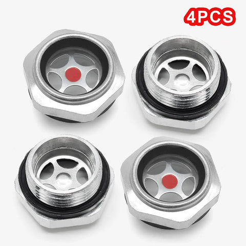 4 Pack Aluminum Oil Sight Glass For Air Compressors Pro Grade Three Quarter Inch NPT Male Threaded Liquid Level Gauge
