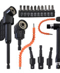Flexible Drill Bit Extension Kit 17 Piece Set with 360 Degree Rotatable Socket Adapters, magnetic bits and right angle attachments