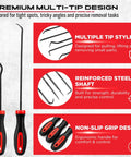 14 Piece Pick And Hook Tool Set with multi-tip design and non-slip handles for O-ring seal gasket and hose removal.