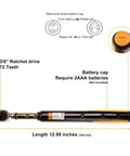 Three Eighth Inch Digital Torque Wrench With Buzzer And LED, Pro Grade Adjustable Torque Tool, showing battery cap and length.